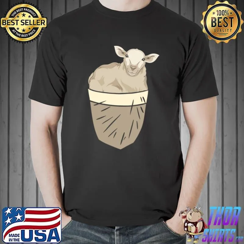 Sheep Farmer Animal Lover Farm Animal Cute Pocket Sheep T-shirt