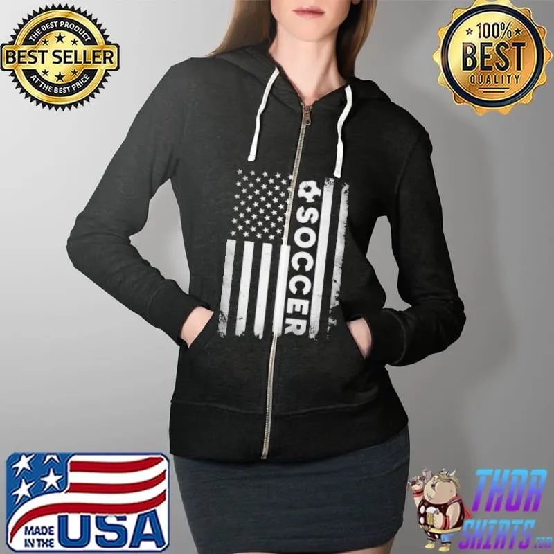 Soccer player usa us American flag girls boys Full Zip Hooded