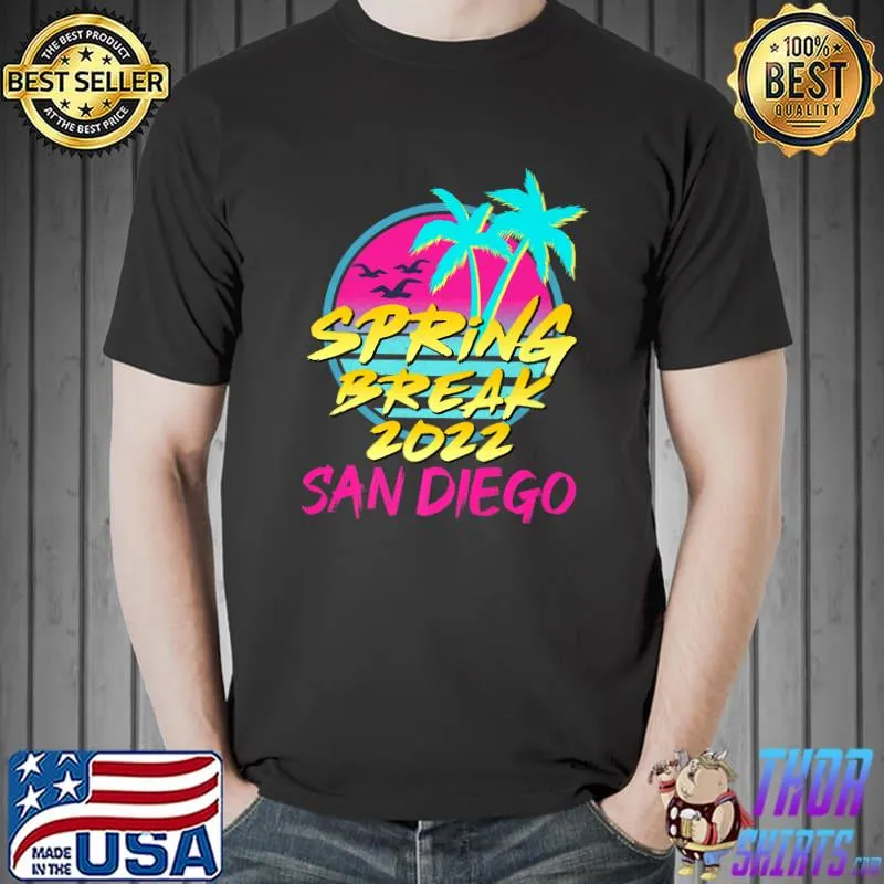 Spring Break 2022 Retro 80s 90s San Diego Family Vacation Premium T-Shirt Unisex