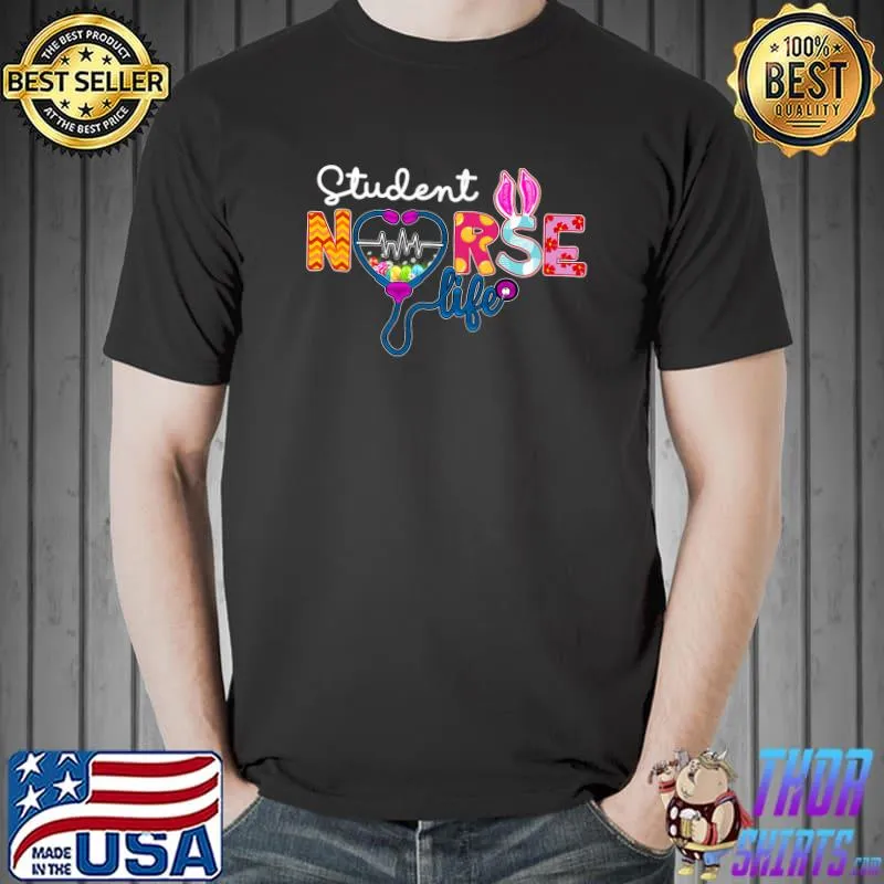 Student Nurse Plaid Egg Bunny Love Stethoscope RN Nurse Mom Premium T-Shirt Unisex