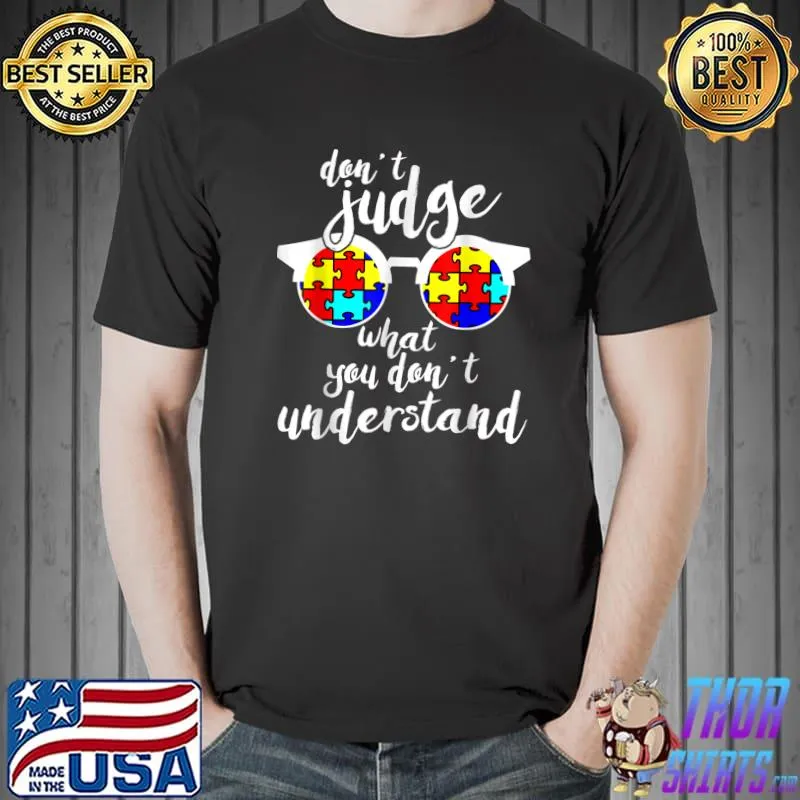 Sunglasses Puzzle Autism Awareness Tee For Men Women Kids T-Shirt Unisex
