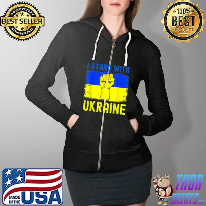 Support Ukraine flag I Stand With Ukraine T-Shirt Full Zip Hooded