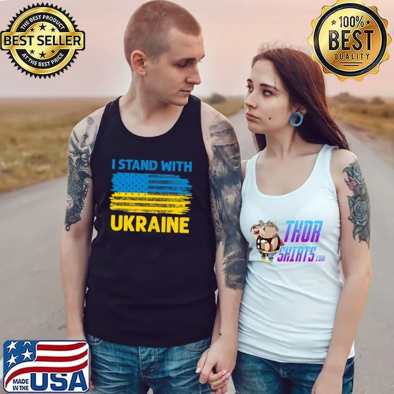 Support Ukraine I Stand With Ukraine American Ukrainian Flag T-shirt