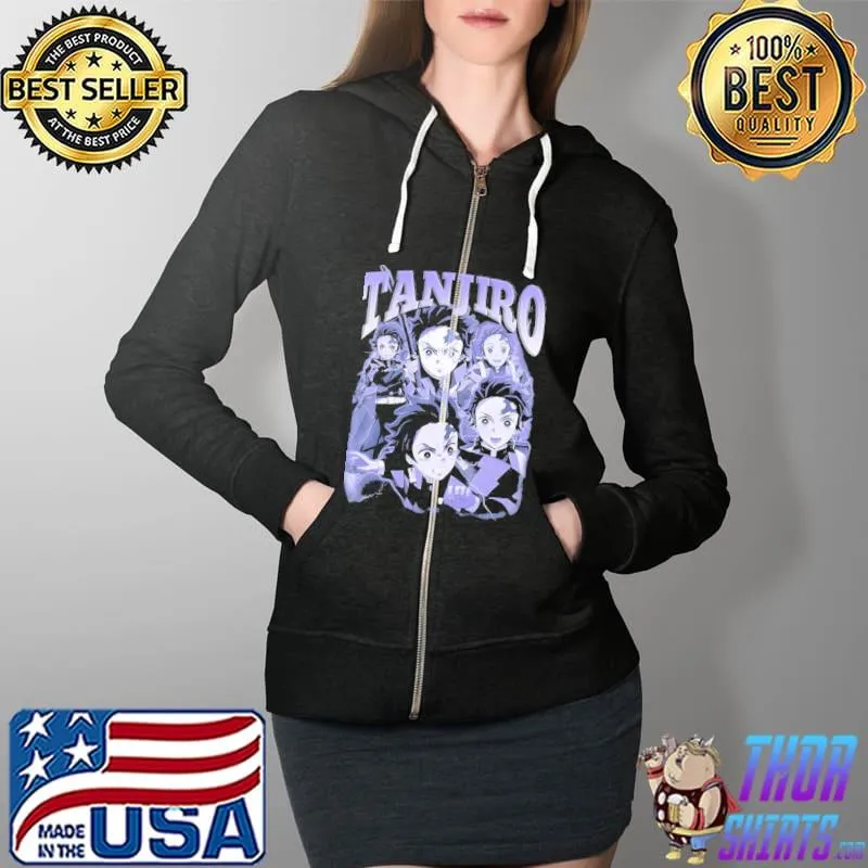 Tanjiro Kamado Anime Vintage Demon Slayer Unisex T-Shirt Full Zip Hooded