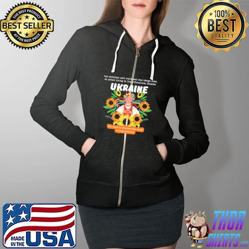 The Christian Left Purchased This Design From An Artist Living In Ivano Frankivsk Ukraina Flower Shirt Full Zip Hooded