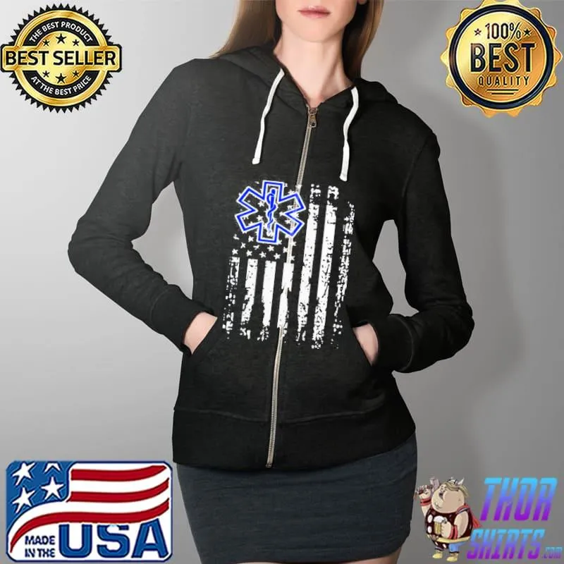 Thin white line ems emt paramedic Full Zip Hooded