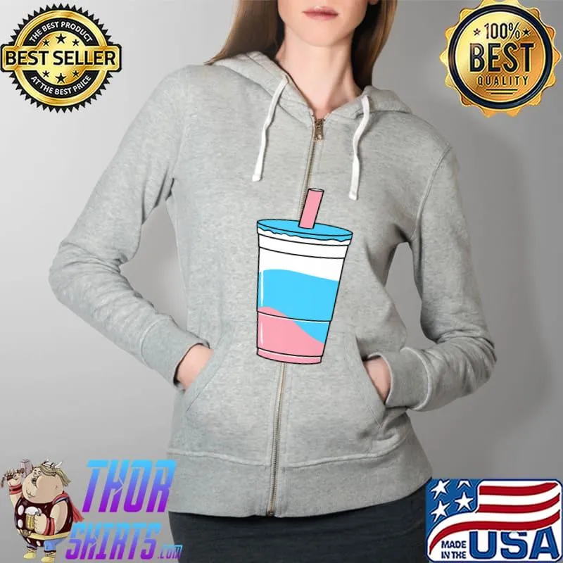 Transgender Bubble Tea Trans Pride Premium T-Shirt Full Zip Hooded