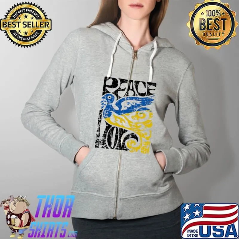 Ukraina Motivation Peace Love Shirt Full Zip Hooded