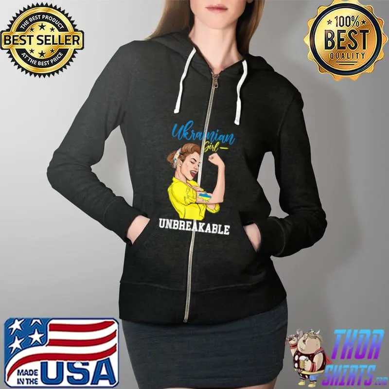 Ukraine Girl Ukrainian Girl Flag Messy Bun Ukraine Women T-Shirt Full Zip Hooded