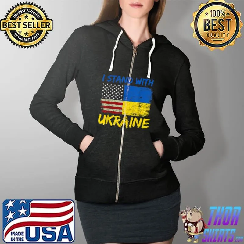 Ukraine Vintage Flag, Ukrainian Lovers, Ukraine Pride T-Shirt Full Zip Hooded