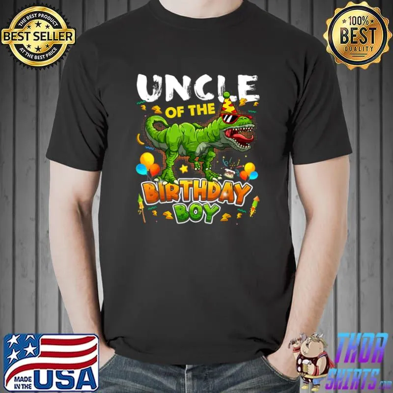 Uncle Of The Birthday Boy Dinosaur Uncle Family Birthday T-Shirt Unisex