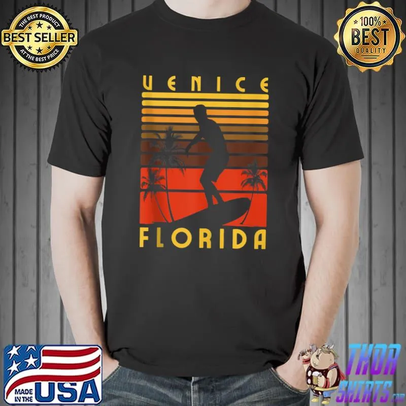 Venice Beach Florida Surfing Surfer Ocean Vintage T-shirt