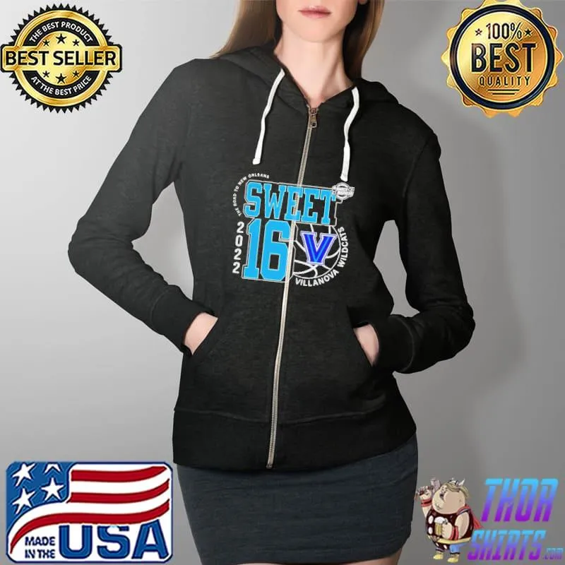 Villanova wildcats march madness 2022 ncaa men's basketball sweet 16 the road to new orleans Full Zip Hooded