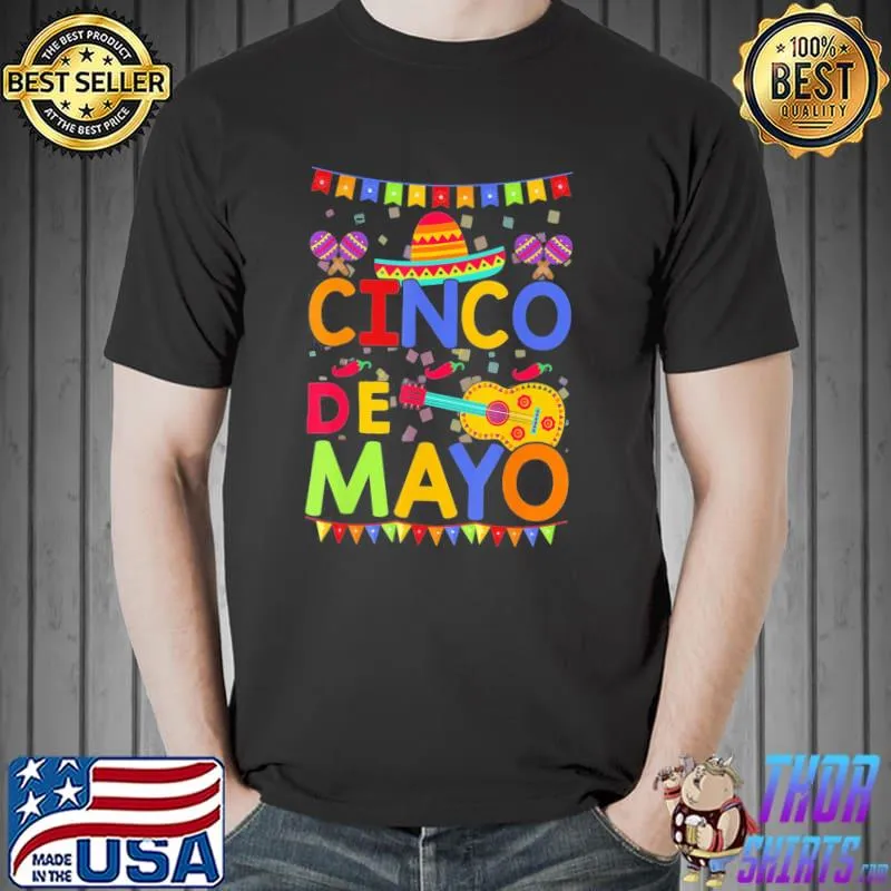 Vintage Cinco De Mayo Mexico Guitar T-Shirt Unisex