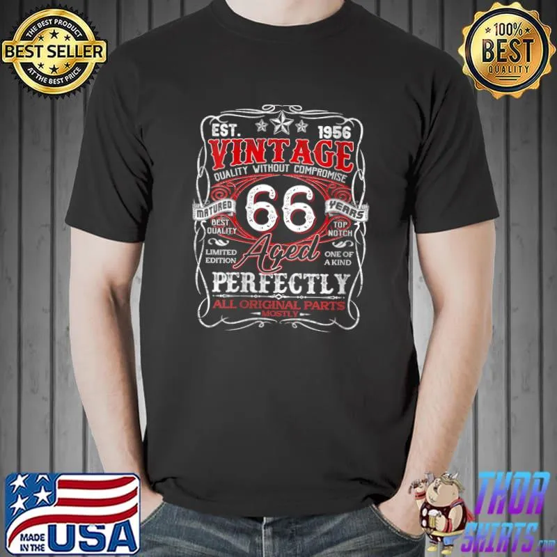 Vintage Retro EST 1956 66th Birthday 66 Years Old T- Unisex