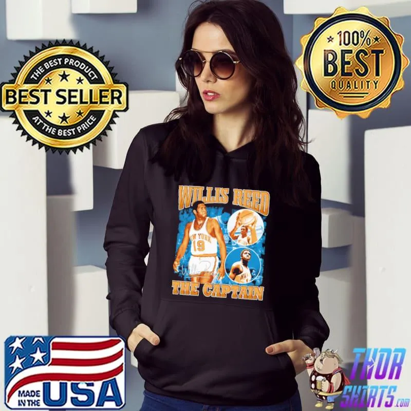 Vintage willis reed the captain basketball legend signature retro 80s 90s bootleg rap style shirt