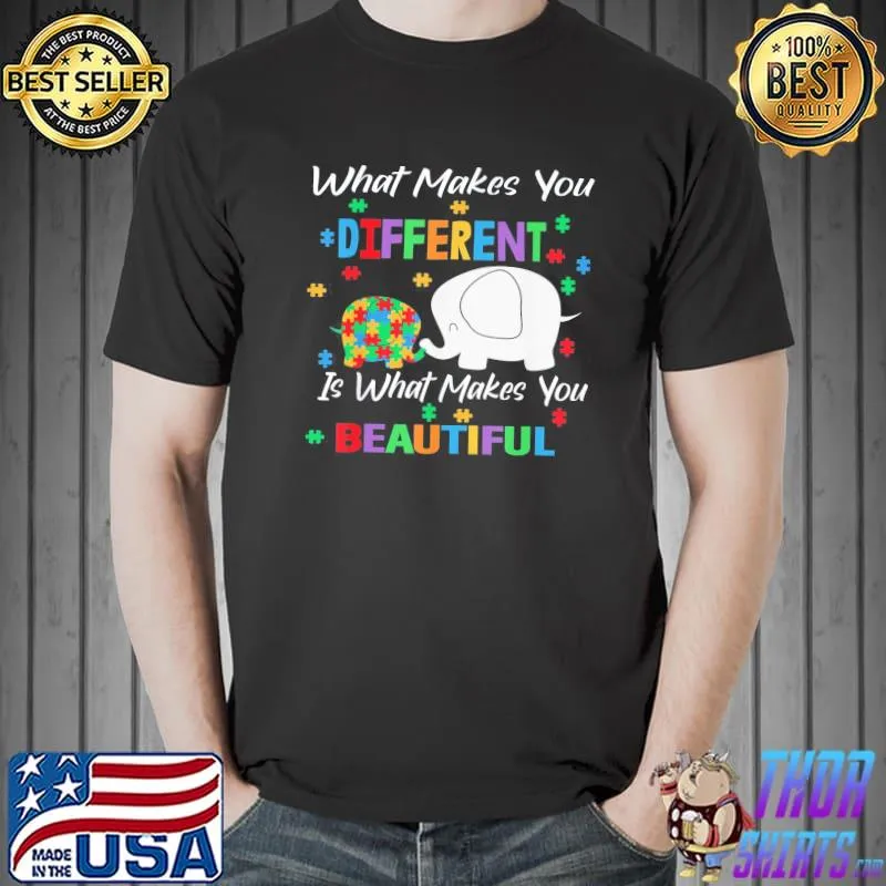 What Makes You Different Autism Child Elephant Mom Awareness T-Shirt Unisex