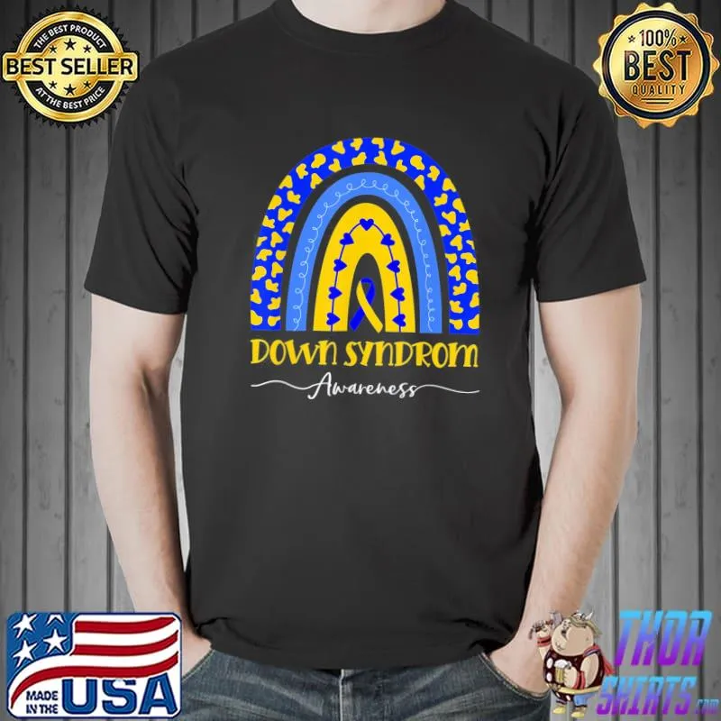 World Down Syndrome Awareness Day Boho Rainbow Ribbon T21 T-Shirt Unisex