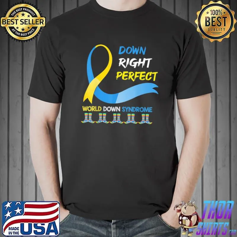 World Down Syndrome Socks Right Blue Yell Ribbon T-Shirt Unisex