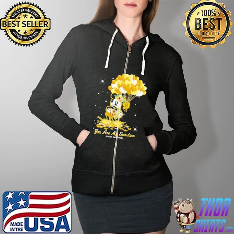 You Are My Sunshine Autism Awareness Mickey Heart Shirt Full Zip Hooded