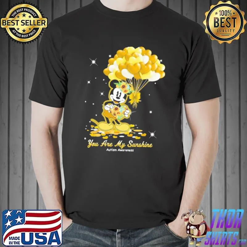 You Are My Sunshine Autism Awareness Mickey Heart Shirt