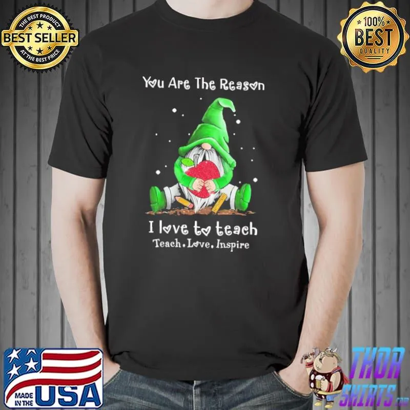 You Are The Reason I Love To Teach I Love Teach Inspire Gnome Shirt Unisex