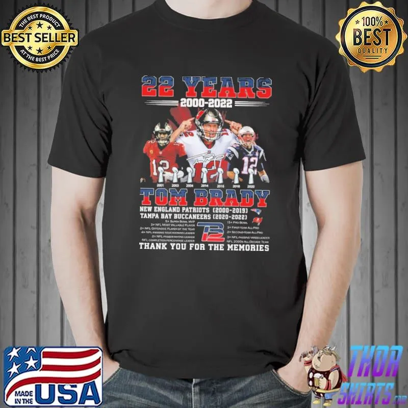 22 Years 2000 2022 Tom Brady Thank You For The Memories Shirt