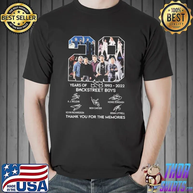 29 Years Of BSB 1993 2022 Backstreet Boys Thank You For The Memories Shirt