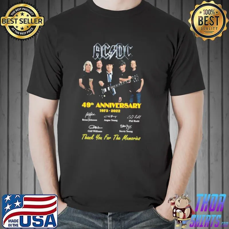ACDC 49th Anniversary 1973 2022 Thank You For The Memories Shirt