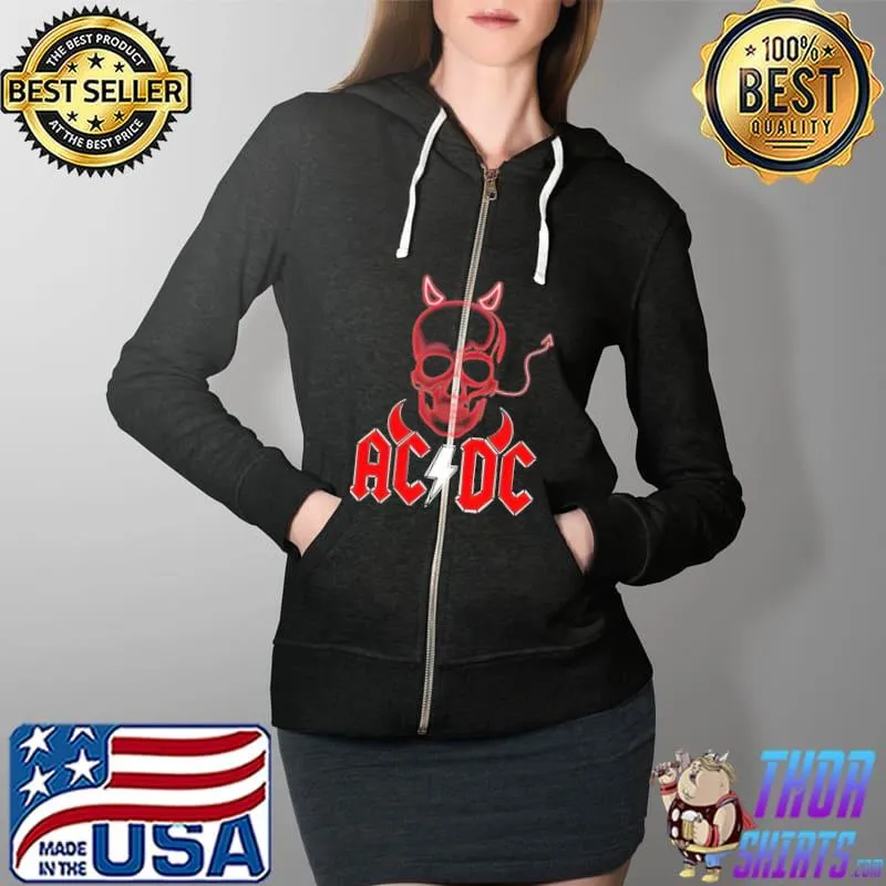 ACDC Skull Shirt Full Zip Hooded