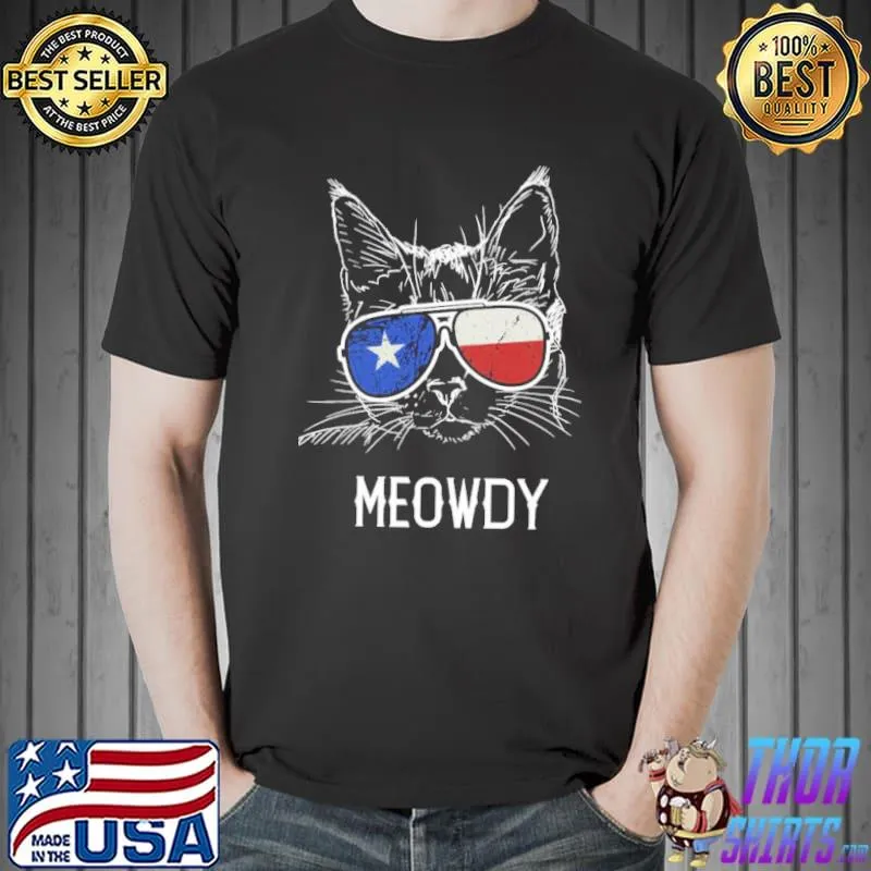 American flag meowdy Texas cat art shirt