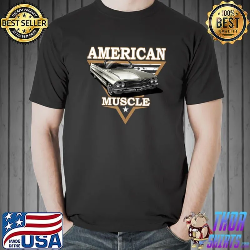 American Flag Vintage Muscle Car, Hot Rod and Muscle Car T-shirt