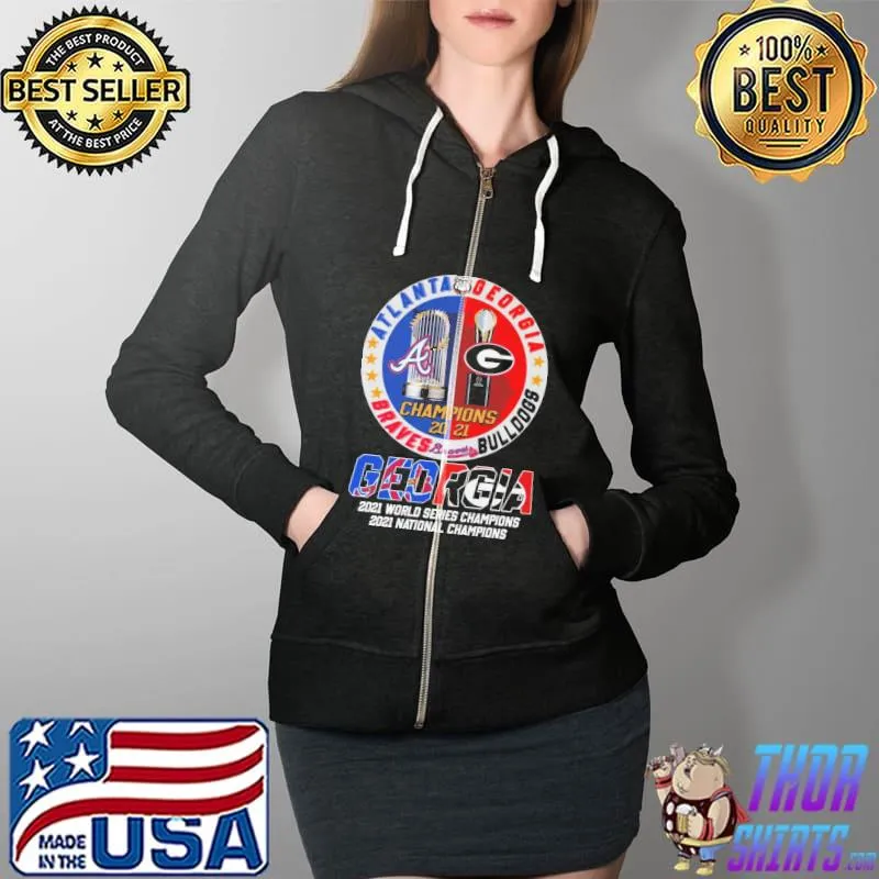 Atlanta Georgia Braves Bulldogs Shirt Full Zip Hooded