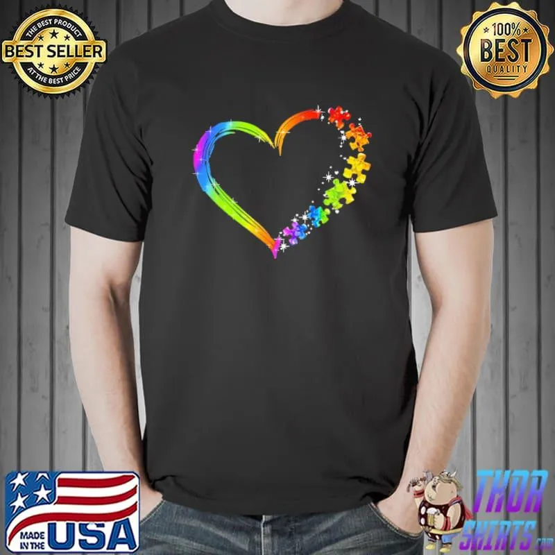 Autism Heart Rainbow Shirt Unisex