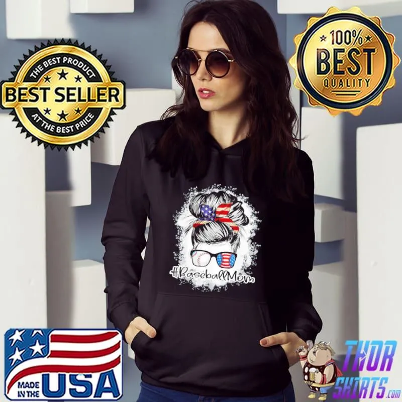Baseball mom mothers day messy bun girls Hoodie