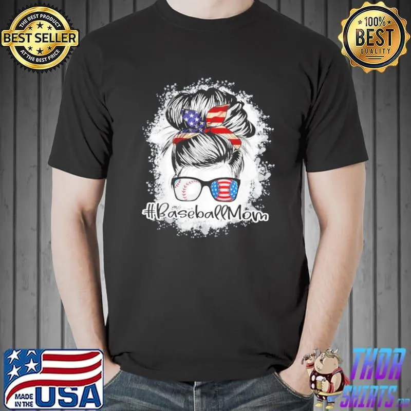 Baseball mom mothers day messy bun girls shirt