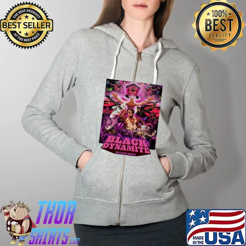Black Dynamite Bullhorn Nights Shirt Full Zip Hooded