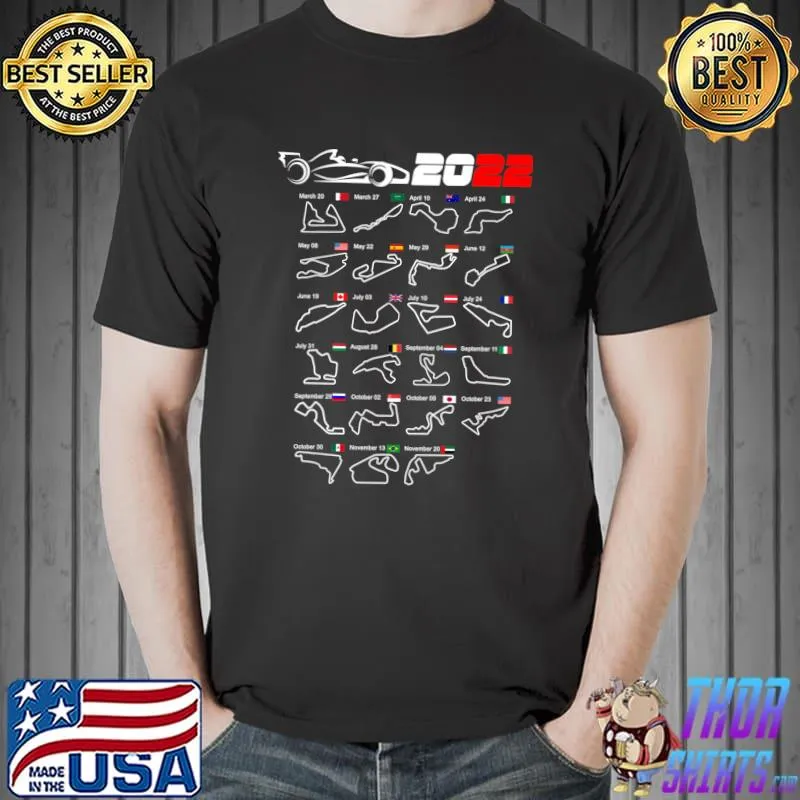 Calendar Formula race cars 2022 circuits v2 Essential T-Shirt Unisex
