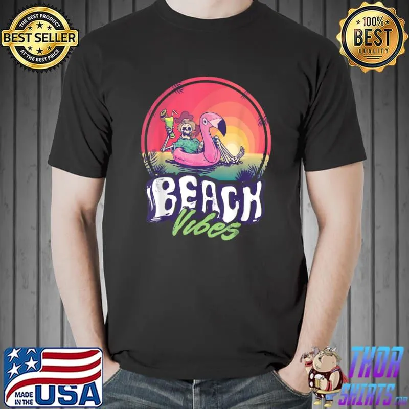 California city Santa Cruz Surfing Beach Vibes Flamingo T-Shirt