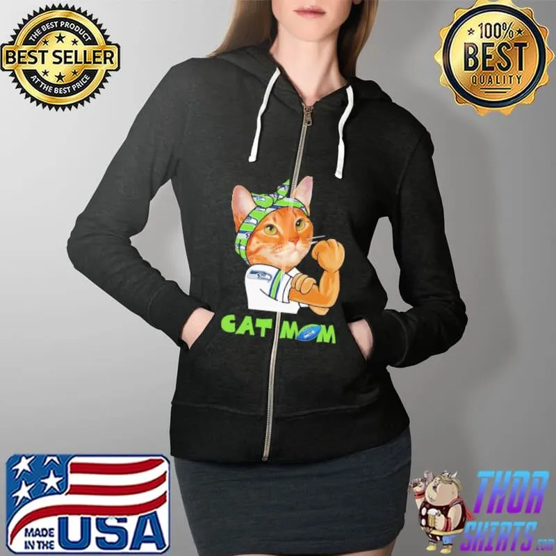 Cat Mom Seattle Seahawks Shirt Full Zip Hooded
