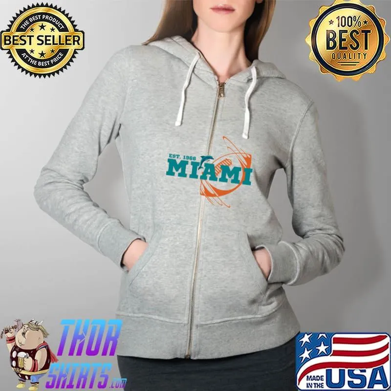Classic est 1966 miamI dolphins Football Full Zip Hooded