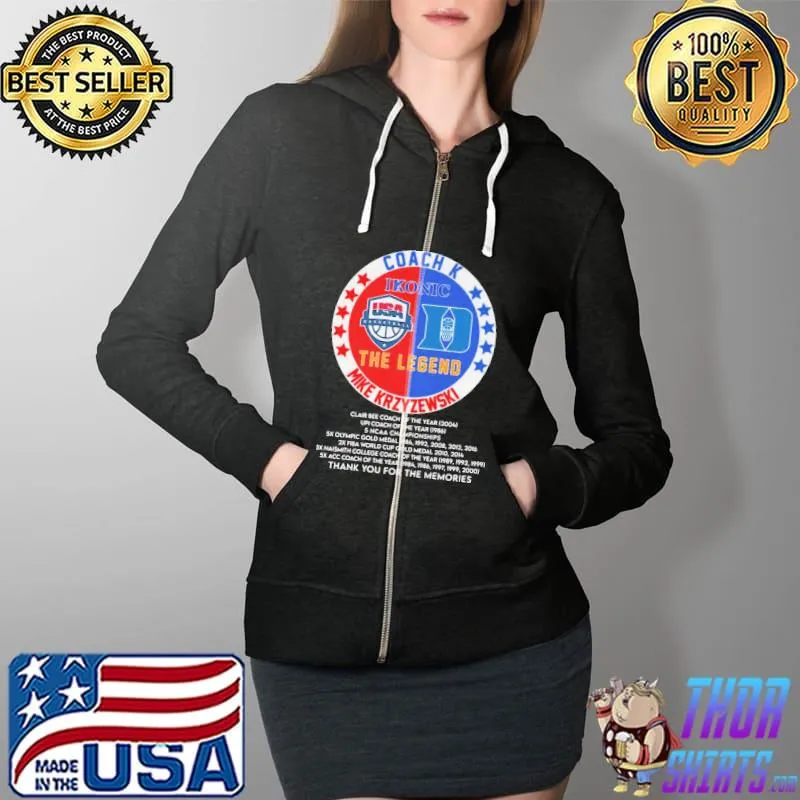 Coach K The Legend Mike Krzyzewski Titles for career thank you for the memories Full Zip Hooded