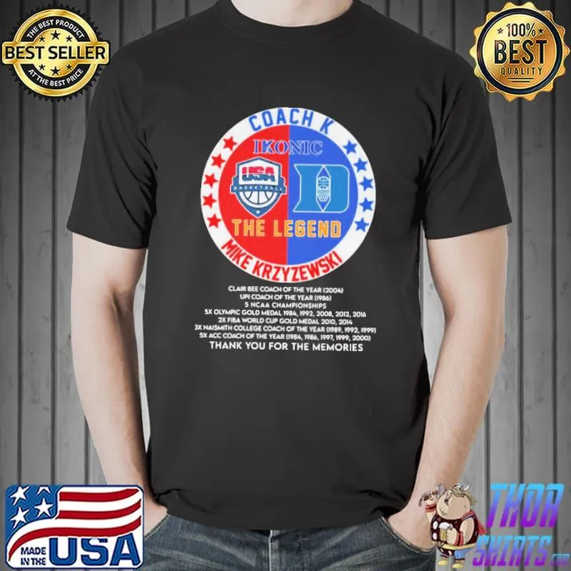 Coach K The Legend Mike Krzyzewski Titles for career thank you for the memories shirt