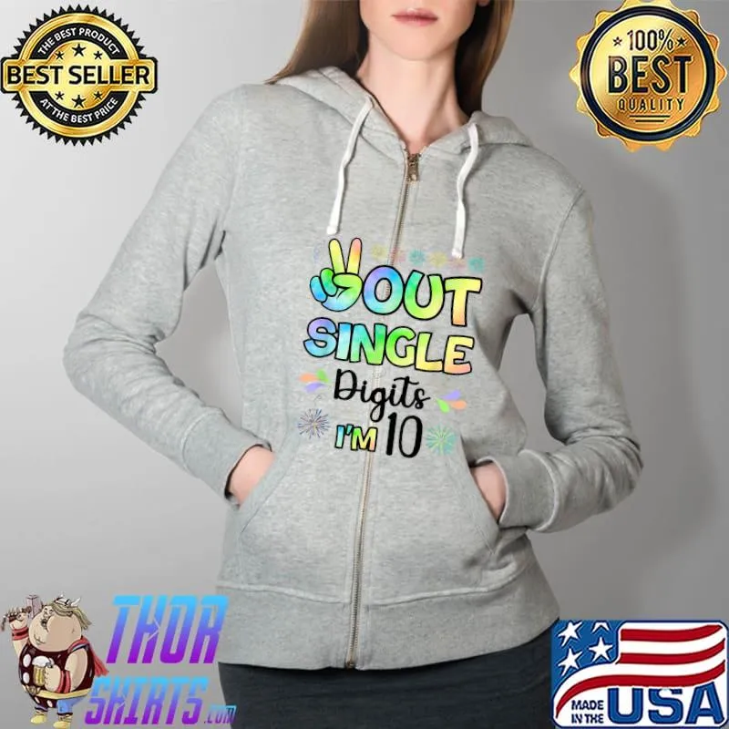 Colorful 10th Birthday Girls 10 Years Old Birthday T-Shirt Full Zip Hooded