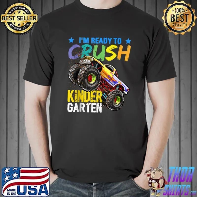 Crush Kindergarten Monster Truck Back to School Boys T-shirt