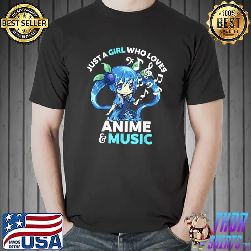 Cute Kawaii Chibi Just A Girl Who Loves Anime and Music Teen T-Shirt