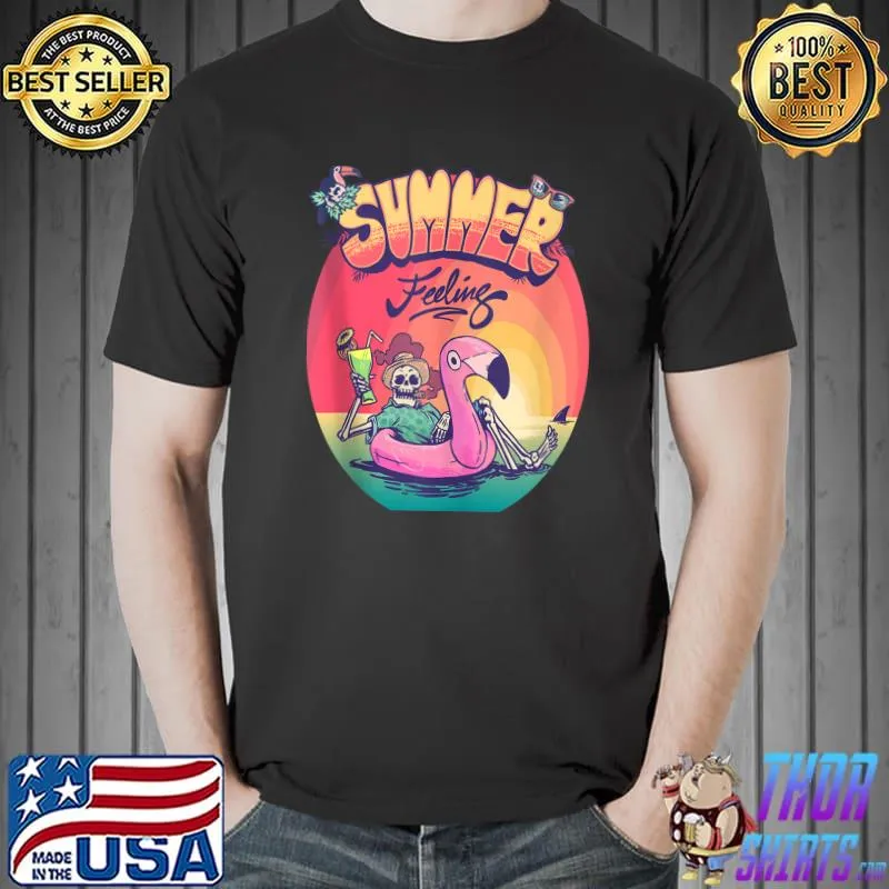 Cute Summer Vibes E Boy E Girl Skeleton Flamingo Inflatable T-shirt