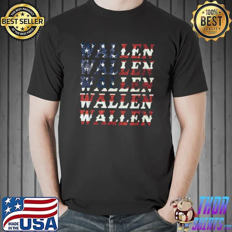 Cute Wallen Shirt American Flag Red White Blue Merch Outfit T-Shirt