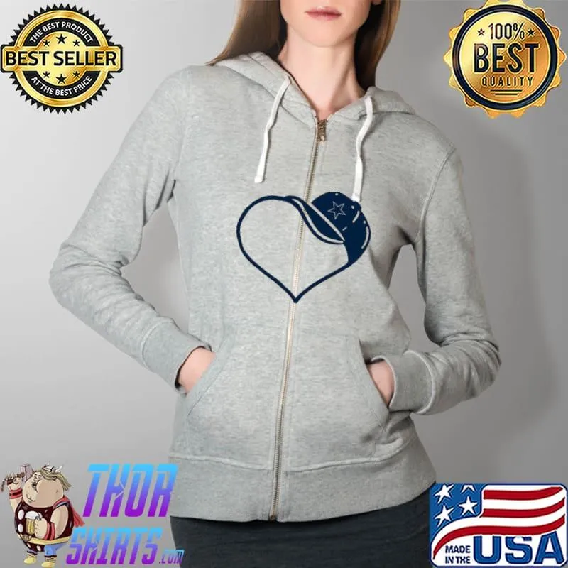 Dallas Cowboys Heart Cap Shirt Full Zip Hooded