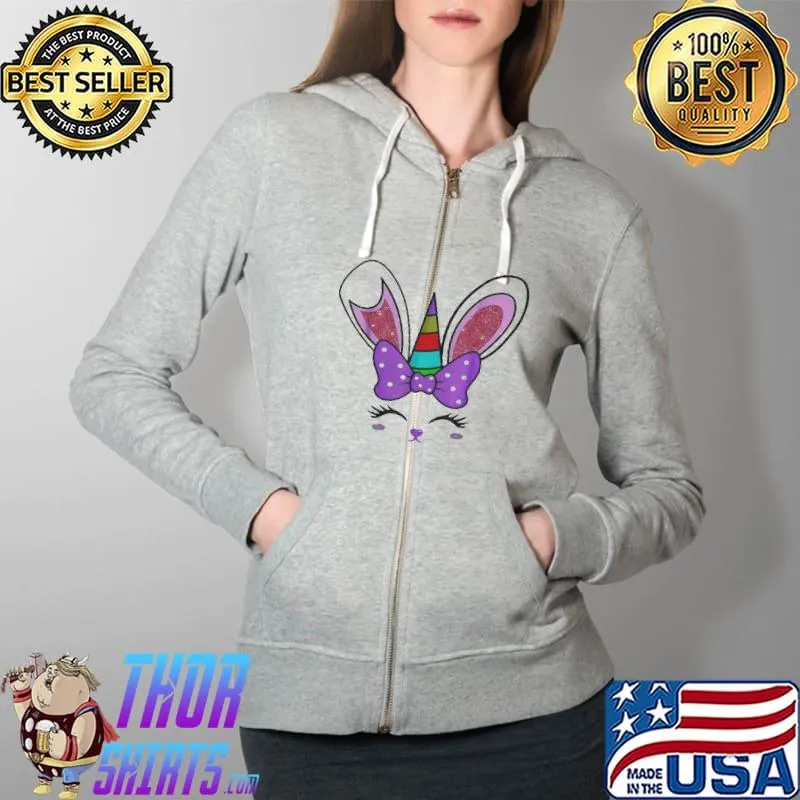 Easter bunny face and girls easter cute bunny face Full Zip Hooded